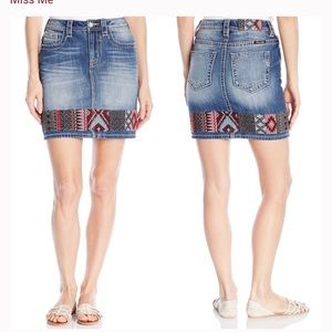 Miss Me Embroidered Jean Skirt